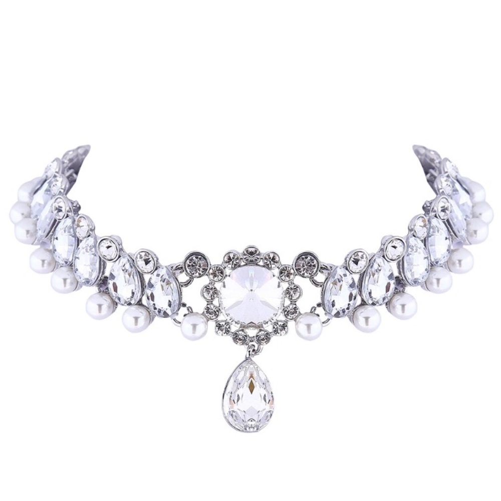 NEW!💙💎RHINESTONE & PEARL LOOK CHOKER!💎💙LOVELY! - Picture 7 of 8